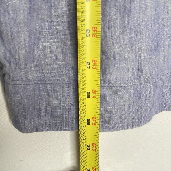 Bice Womens Shirt Linen Raw Weave XL Classic Button Front Coastal Classic Blue - Picture 7 of 7